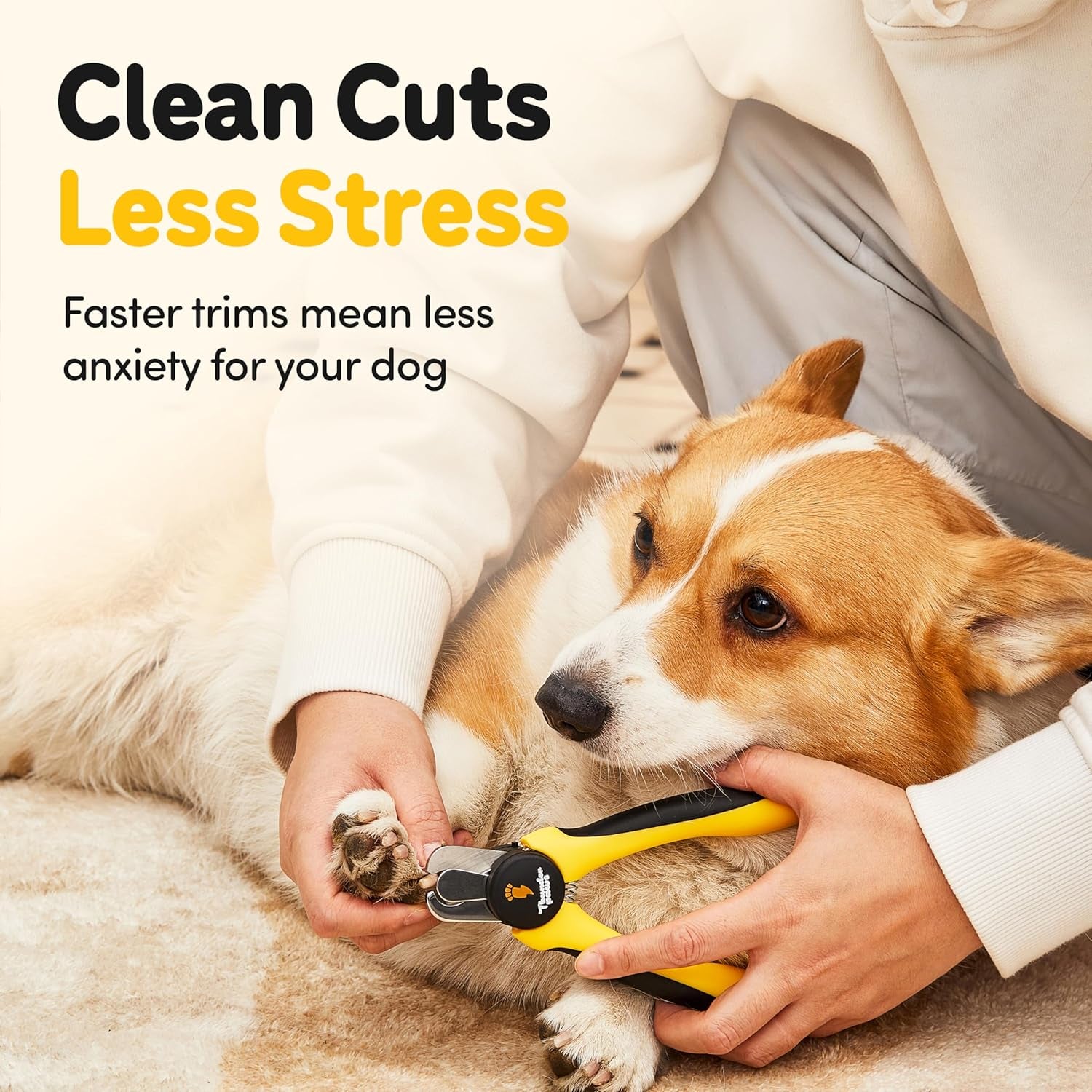 Dog Nail Clippers with Protective Guard and Safety Lock (Medium to Large Breeds) (Yellow, Medium to Large Breeds (LED))