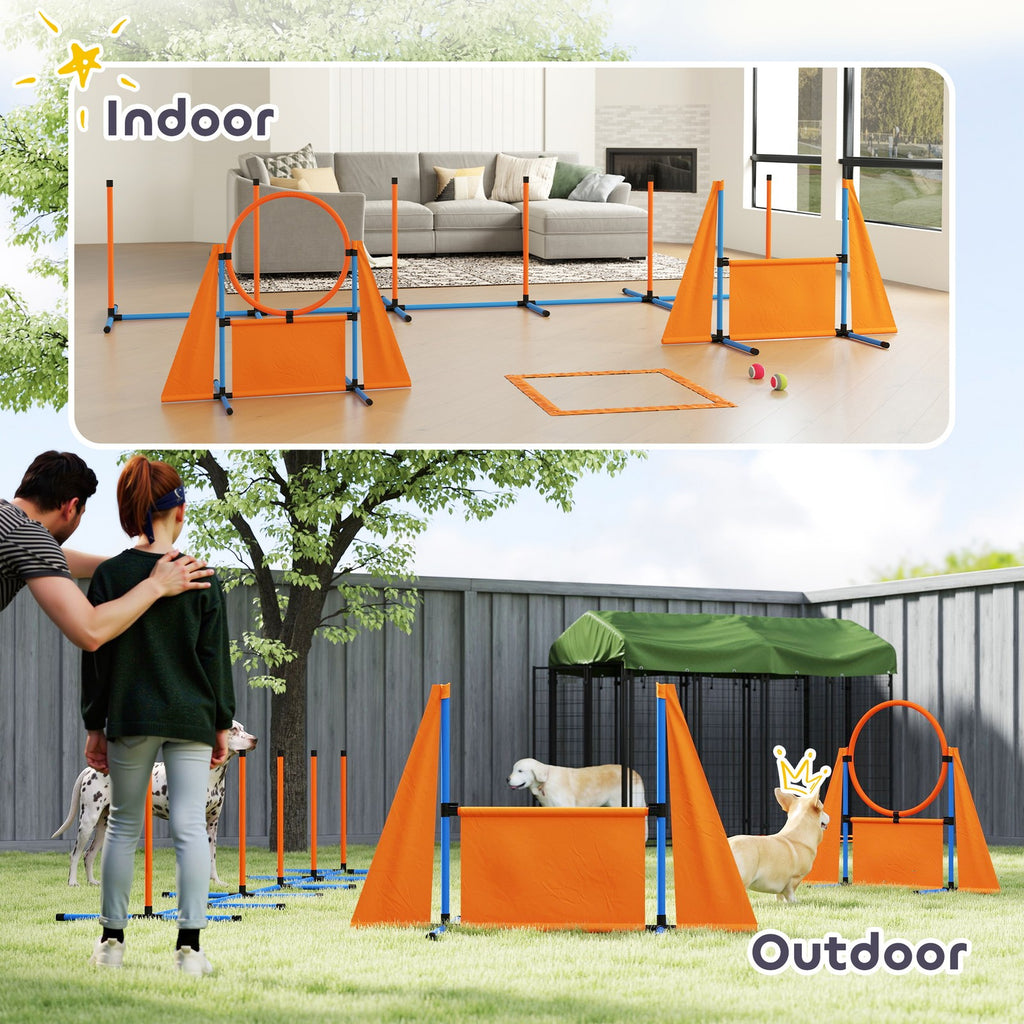 6-Piece Dog Agility Equipment, Pet Agility Training Set with Weave Poles