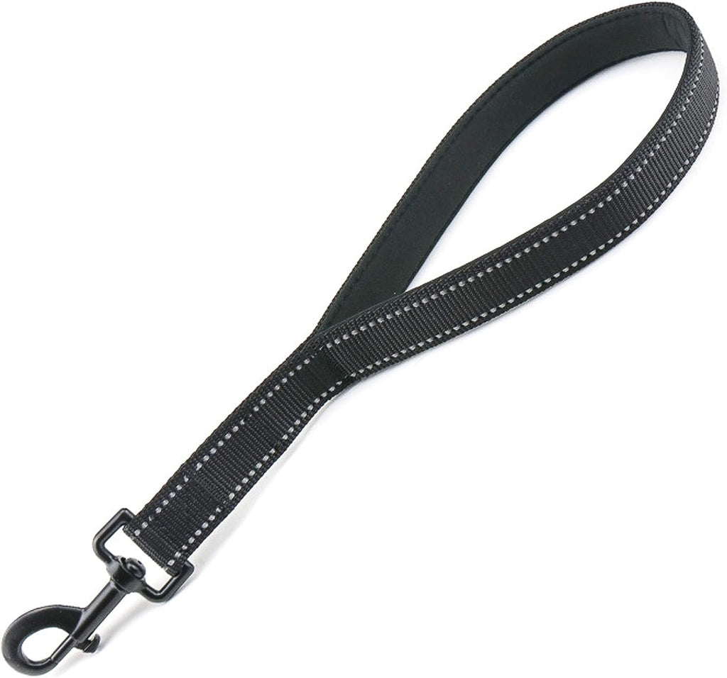 Short Dog Lead for Training, Short Leash with Soft Padding, Nylon Reflective Pet Walking Leash, Strong and Durable, 14 Inch (Black)