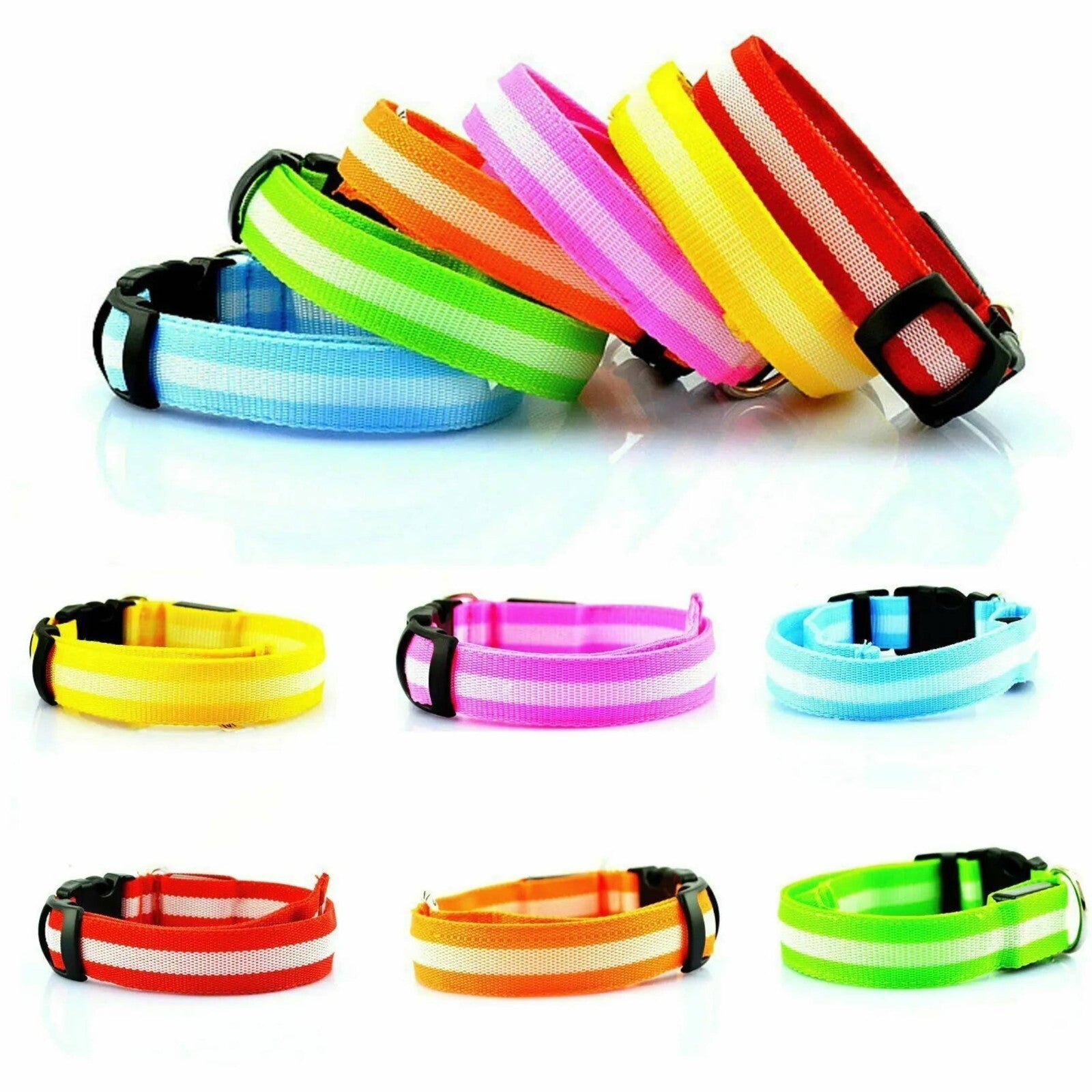 LED Dog Pet Collar USB Rechargeable Flashing Luminous Safety Night Light Up
