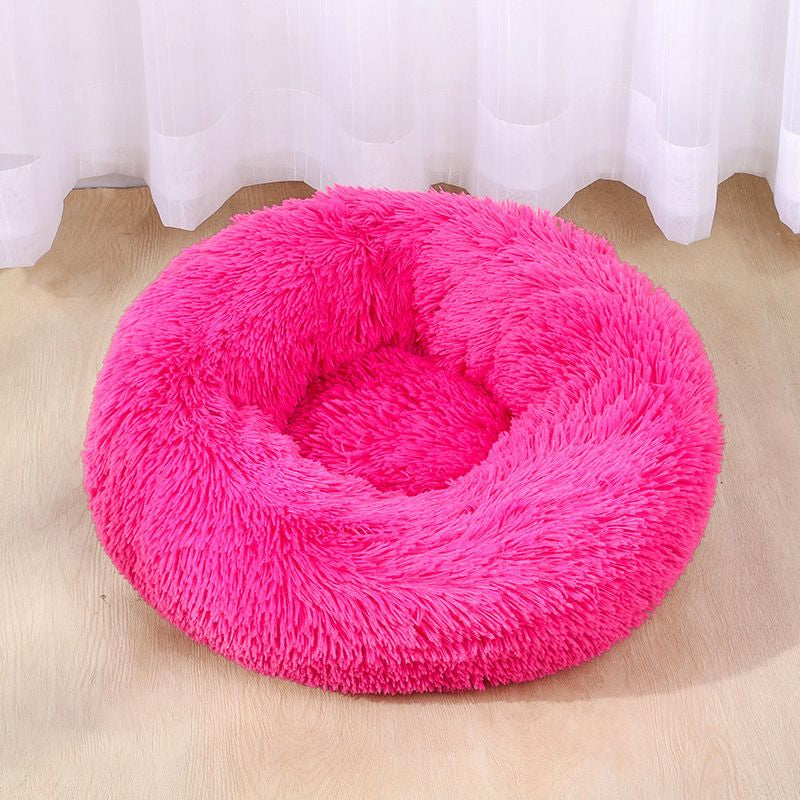 VIP LINK - Dog Long Plush Dounts Beds Calming Bed Hondenmand Pet Kennel Super Soft Fluffy Comfortable for Large Dog / Cat House 201126