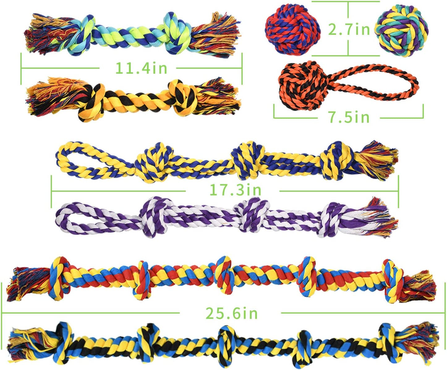 Large Tough Chew Toys for Aggressive Chewers Large Breed,Heavy Duty Dental Rope Toys Kit for Medium Dogs,5 Knots Indestructible Cotton Puppy Teething Chew Tug Toy (9 Pack)