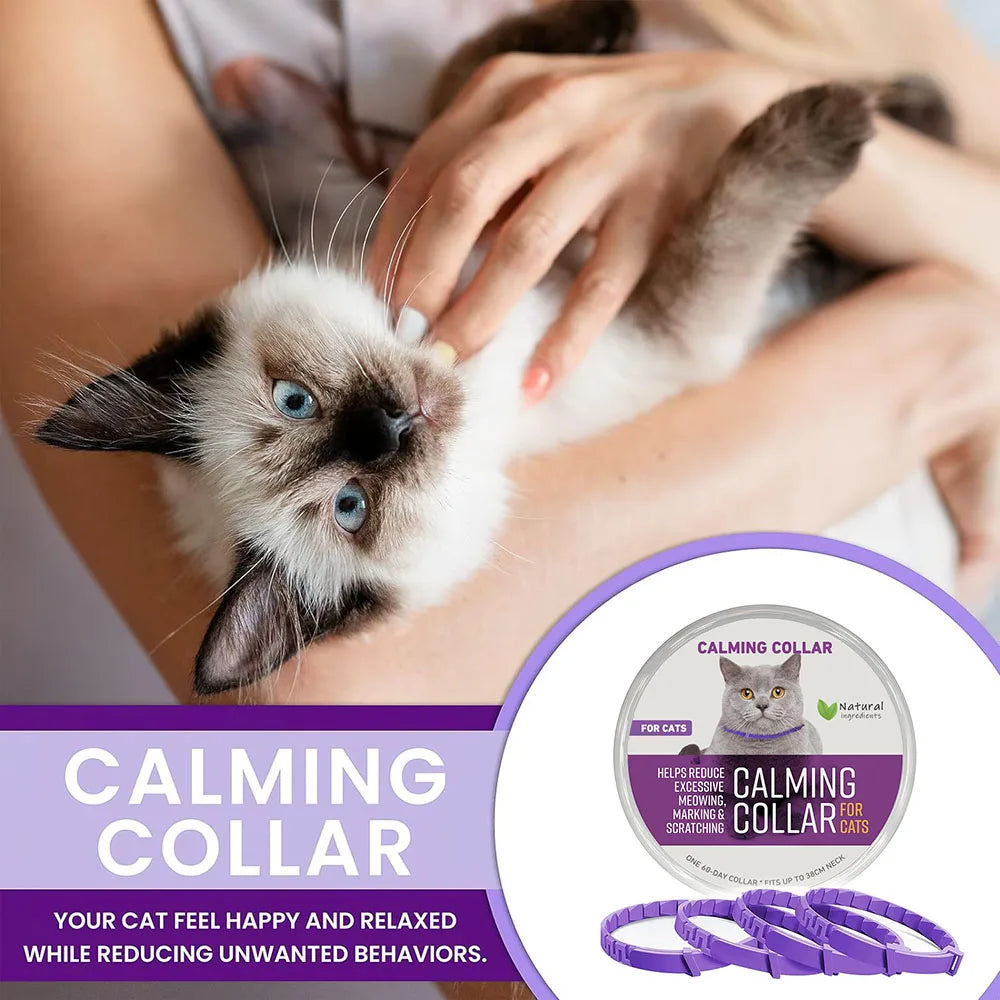 Calming Collar for Cats Pet Calming Pheromone Collar for Cats Dogs Calming Collar for Anxiety Effective Relieve Anxiety Stress