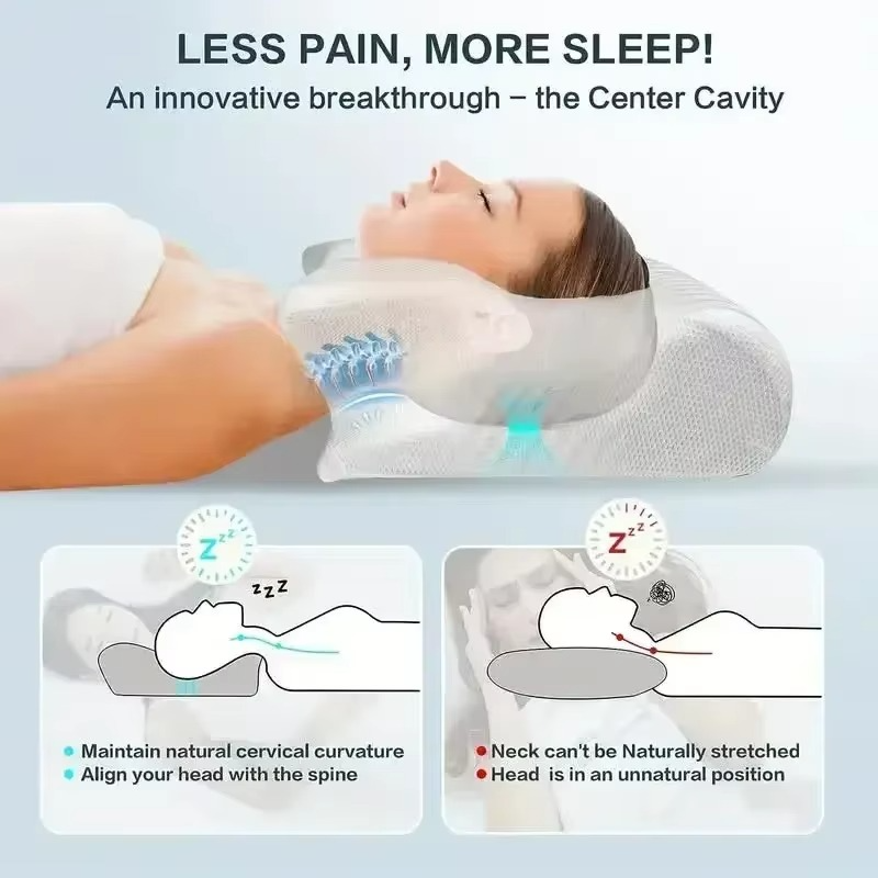 Almohada Cervical Ortopédica 2 en 1 — Viscoelástica con Contorno Ergonómico