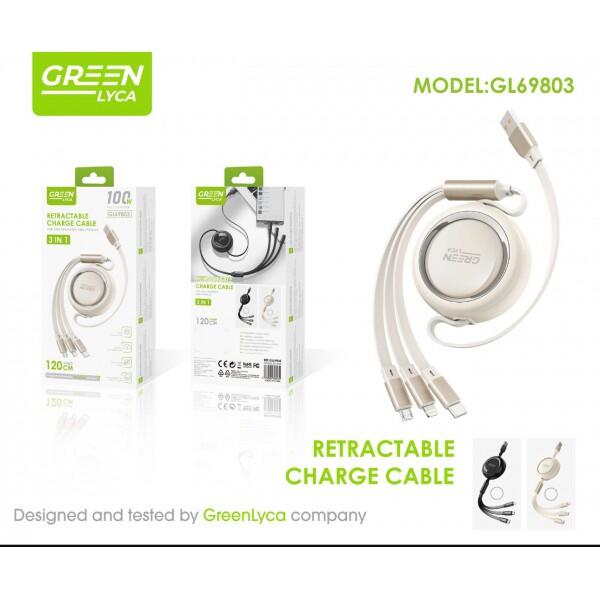 Cable de Carga 3 en 1 Retráctil — 100W Carga Rápida USB-C