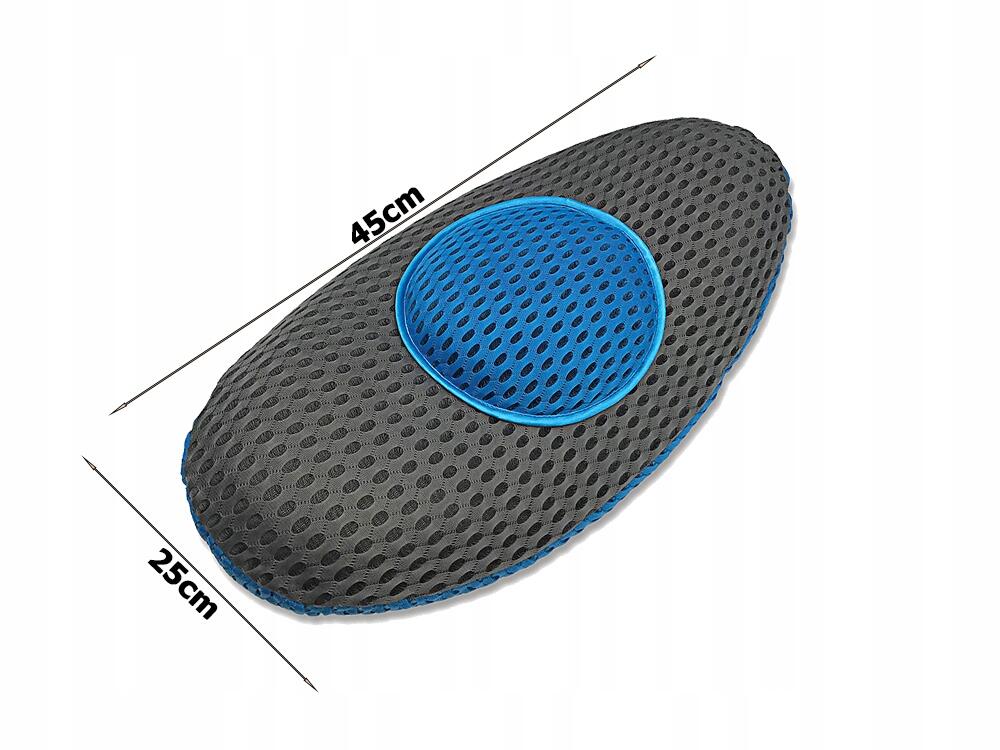Cojín lumbar ergonómico con dimensiones: 45 cm × 25 cm