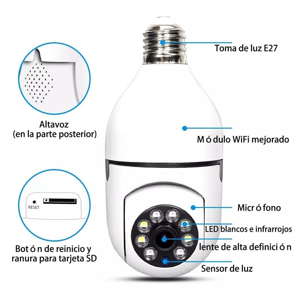 Cámara Wi-Fi con Forma de Bombilla — Vigilancia 360°