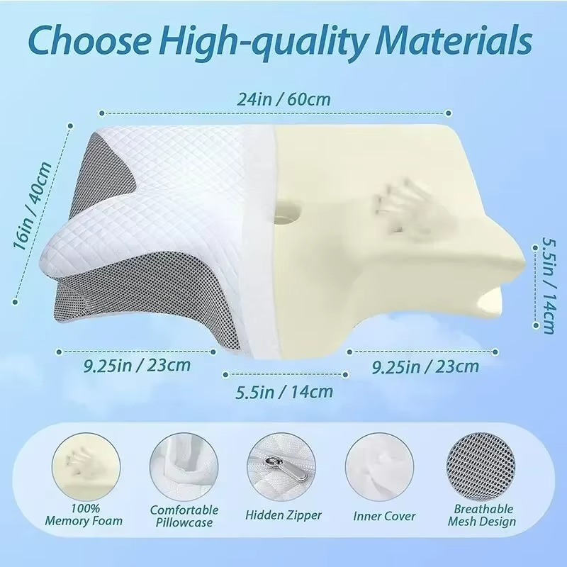 Almohada Cervical Ortopédica 2 en 1 — Viscoelástica con Contorno Ergonómico